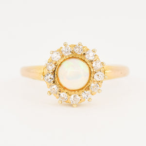 antique halo opal and rose cut diamond ring, folklor vintage jewelry canada