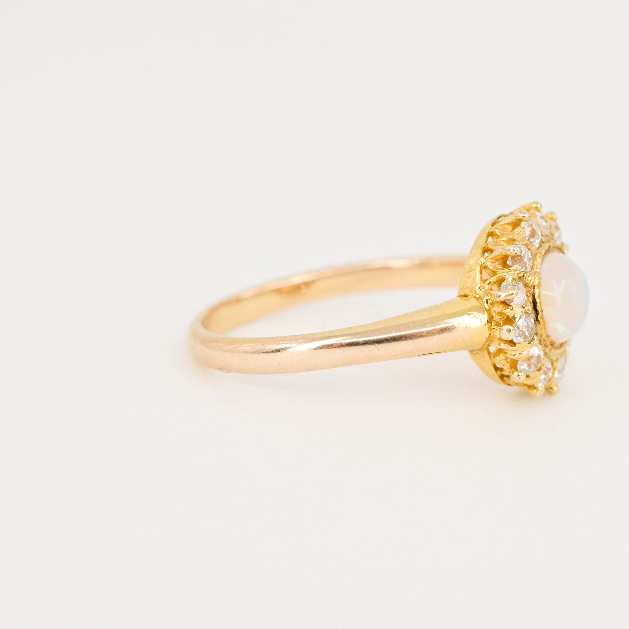 antique halo opal and rose cut diamond ring, folklor vintage jewelry canada