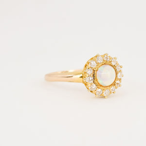 antique halo opal and rose cut diamond ring, folklor vintage jewelry canada