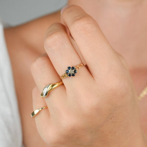 vintage sapphire and diamond floral ring, folklor vintage jewelry canada