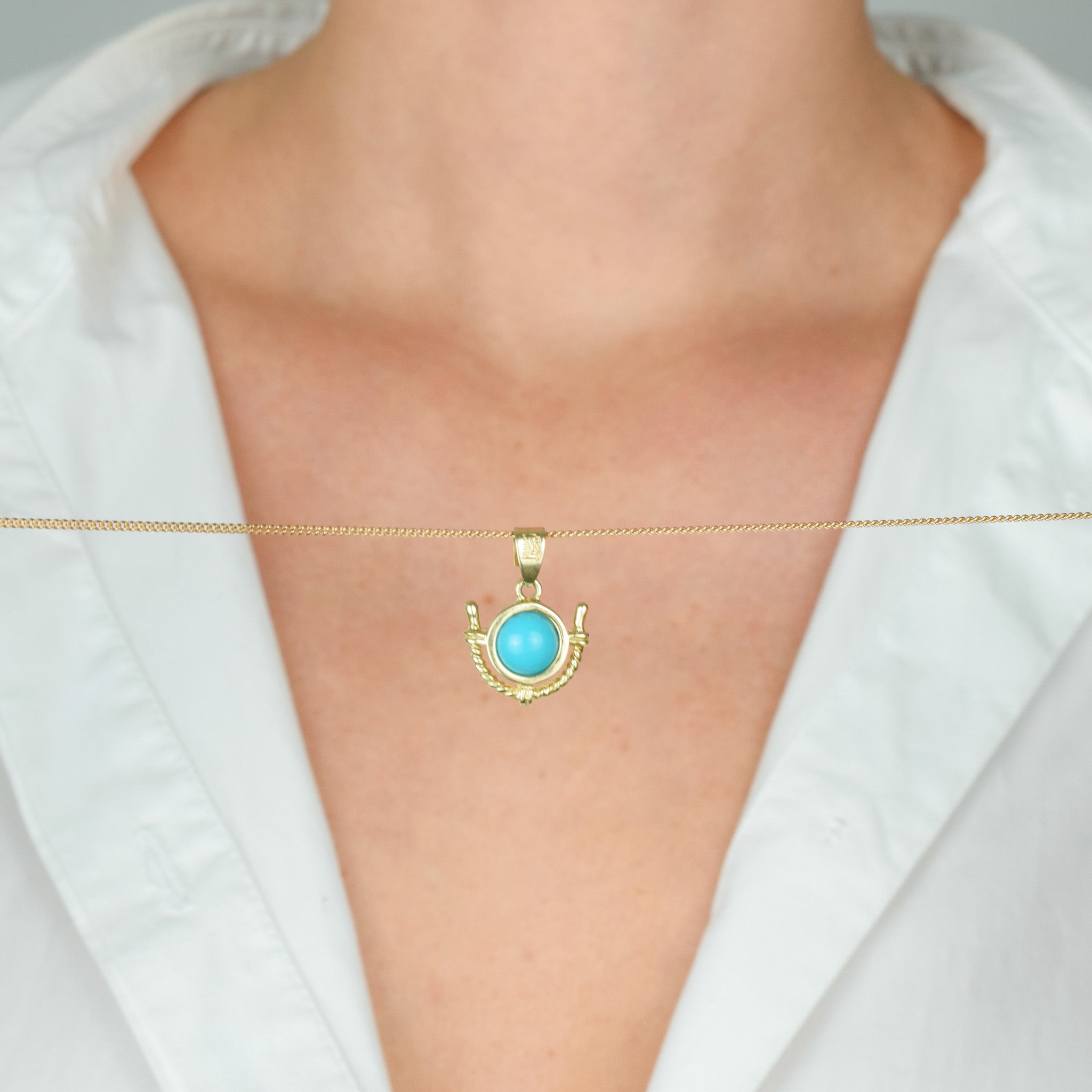 vintage gold nautical turquoise pendant, folklor vintage jewelry canada