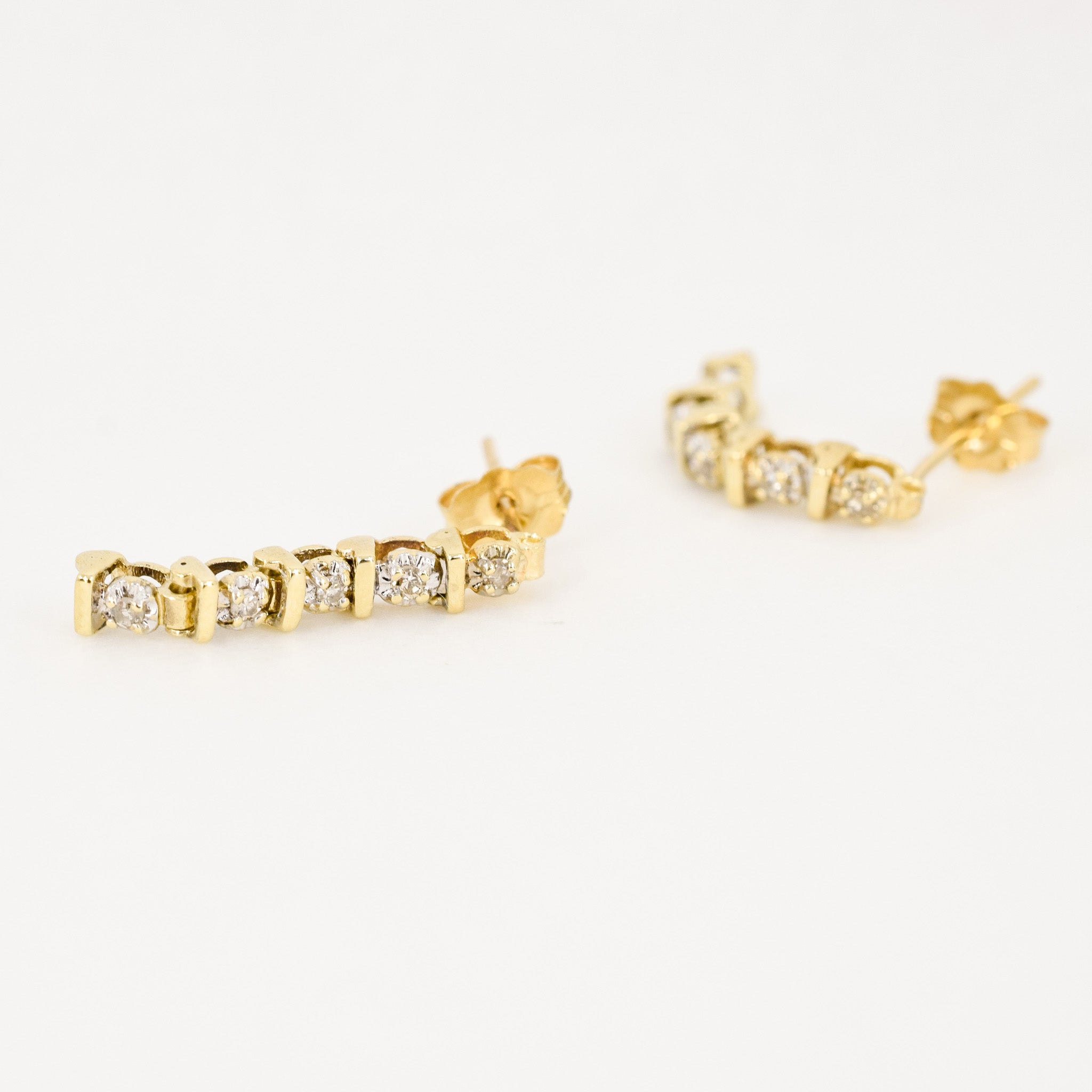 vintage gold tennis diamond drop earrings, folklor vintage jewlery canada 