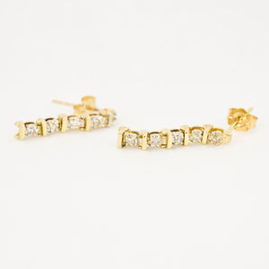 vintage gold tennis diamond drop earrings, folklor vintage jewlery canada 