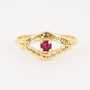 vintage gold ruby red evil eye ring, folklor vintage jewelry canada