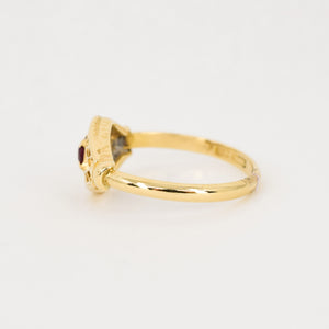 vintage gold ruby red evil eye ring, folklor vintage jewelry canada