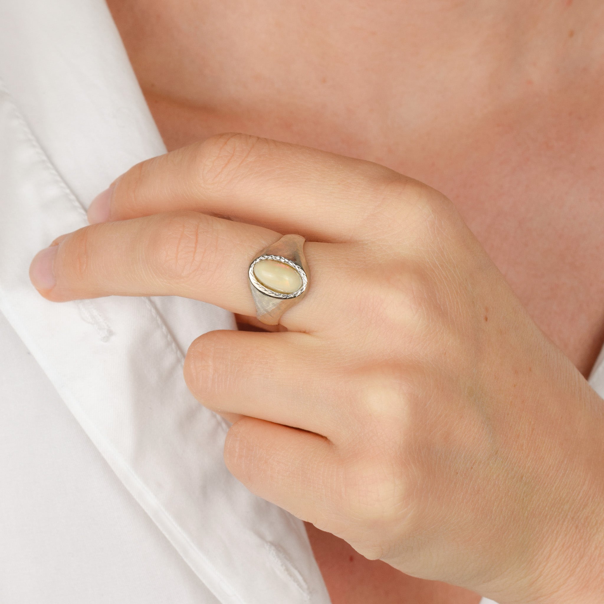 White Gold Opal Ring