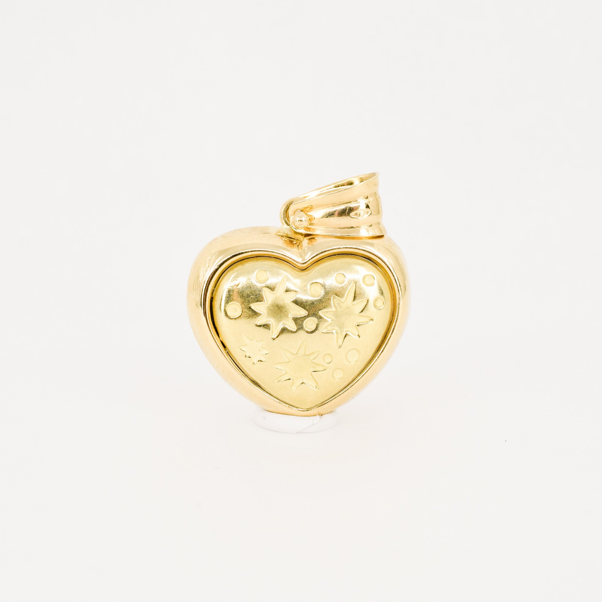 18k gold puffy heart pendant, folklor vintage jewelry canada
