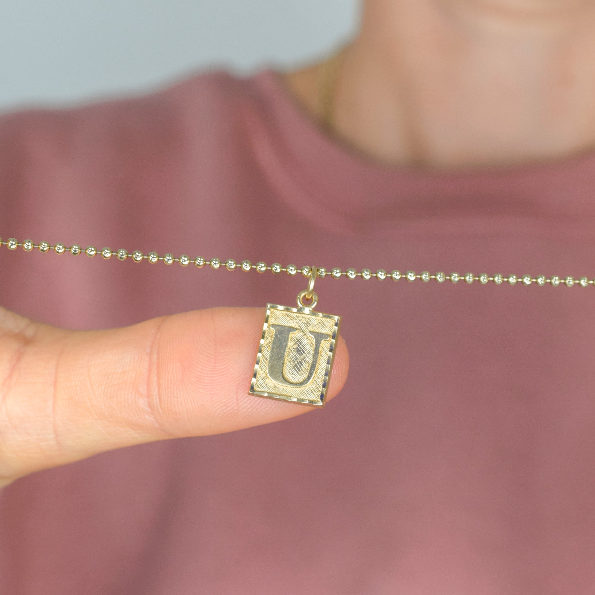 'U' Framed Initial Pendant