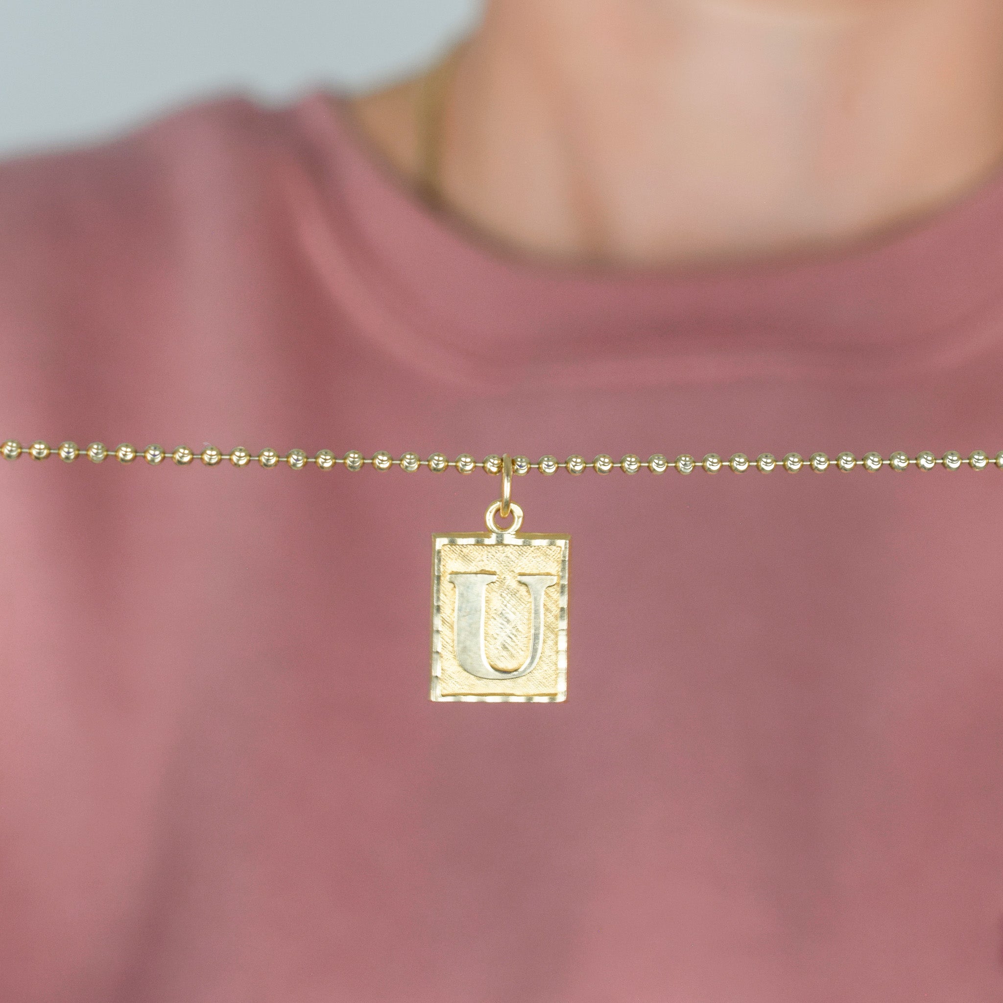 'U' Framed Initial Pendant