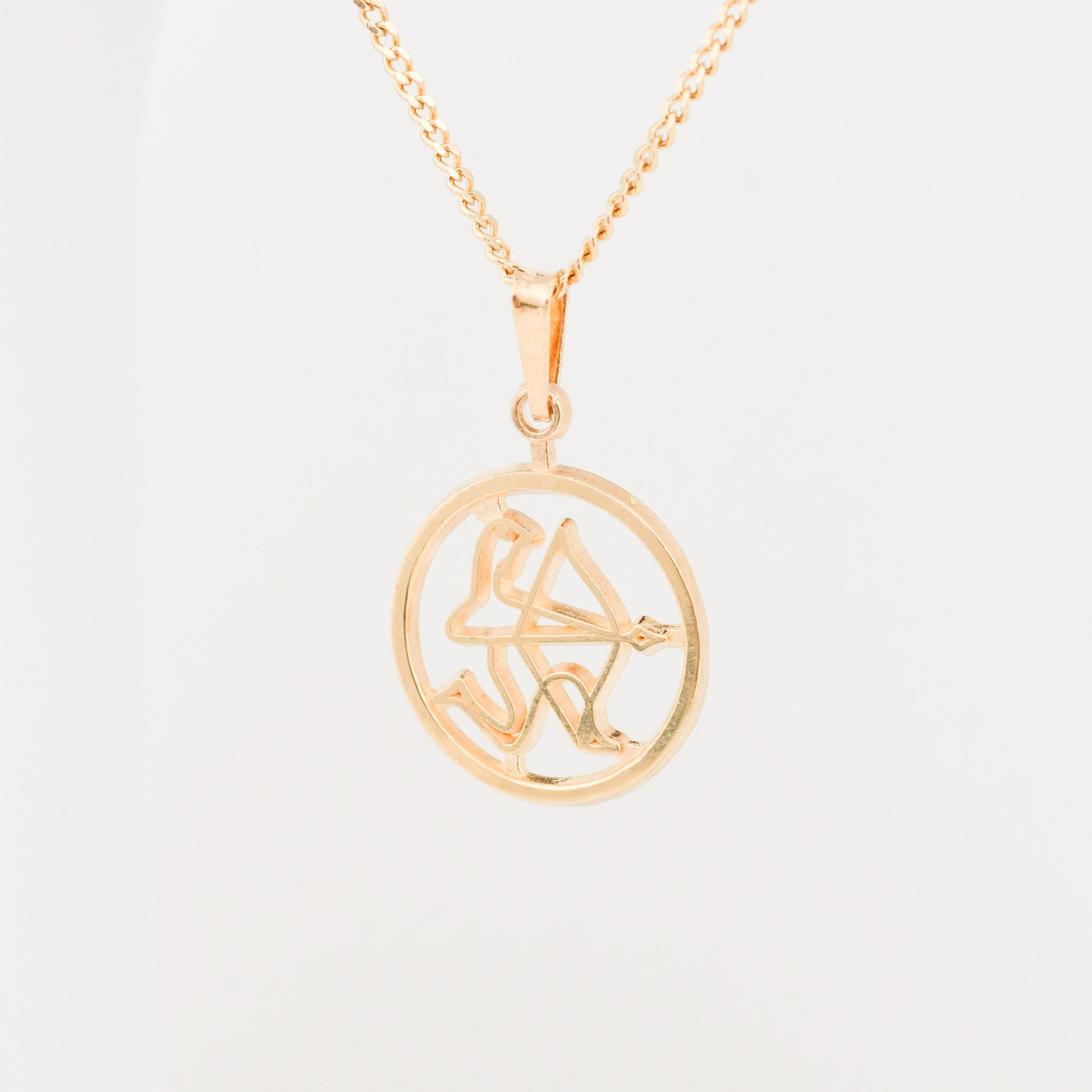 vintage gold Sagittarius charm pendant, folklor vintage jewelry canada