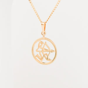 vintage gold Sagittarius charm pendant, folklor vintage jewelry canada