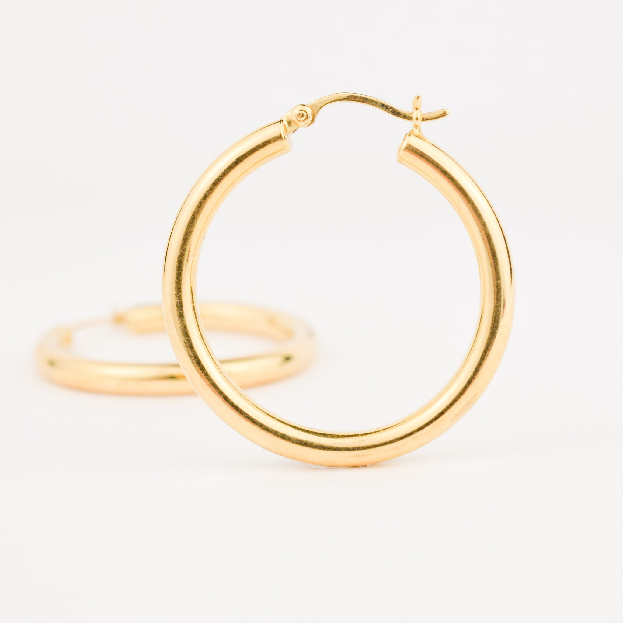 18k yellow gold bold hoop earrings, folklor vintage jewelry canada