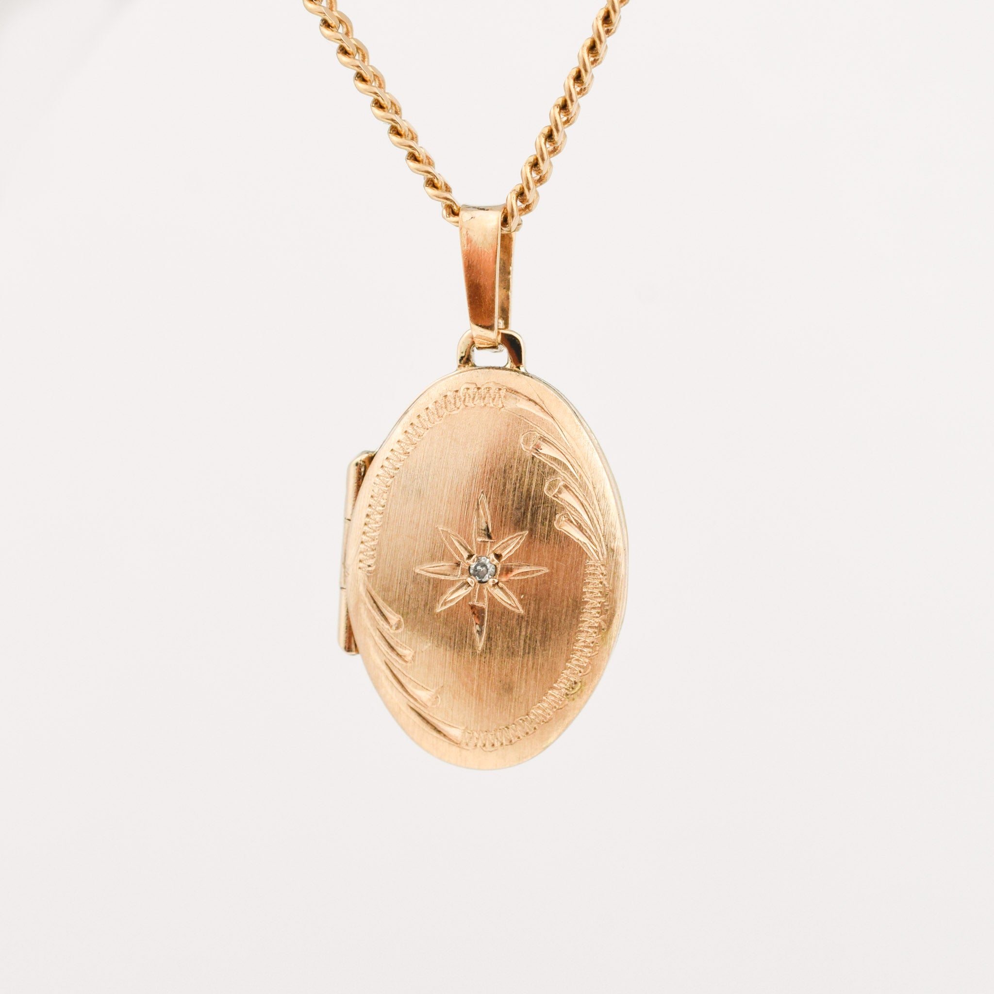 vintage gold brushed locket pendant, folklor vintage jewelry canada