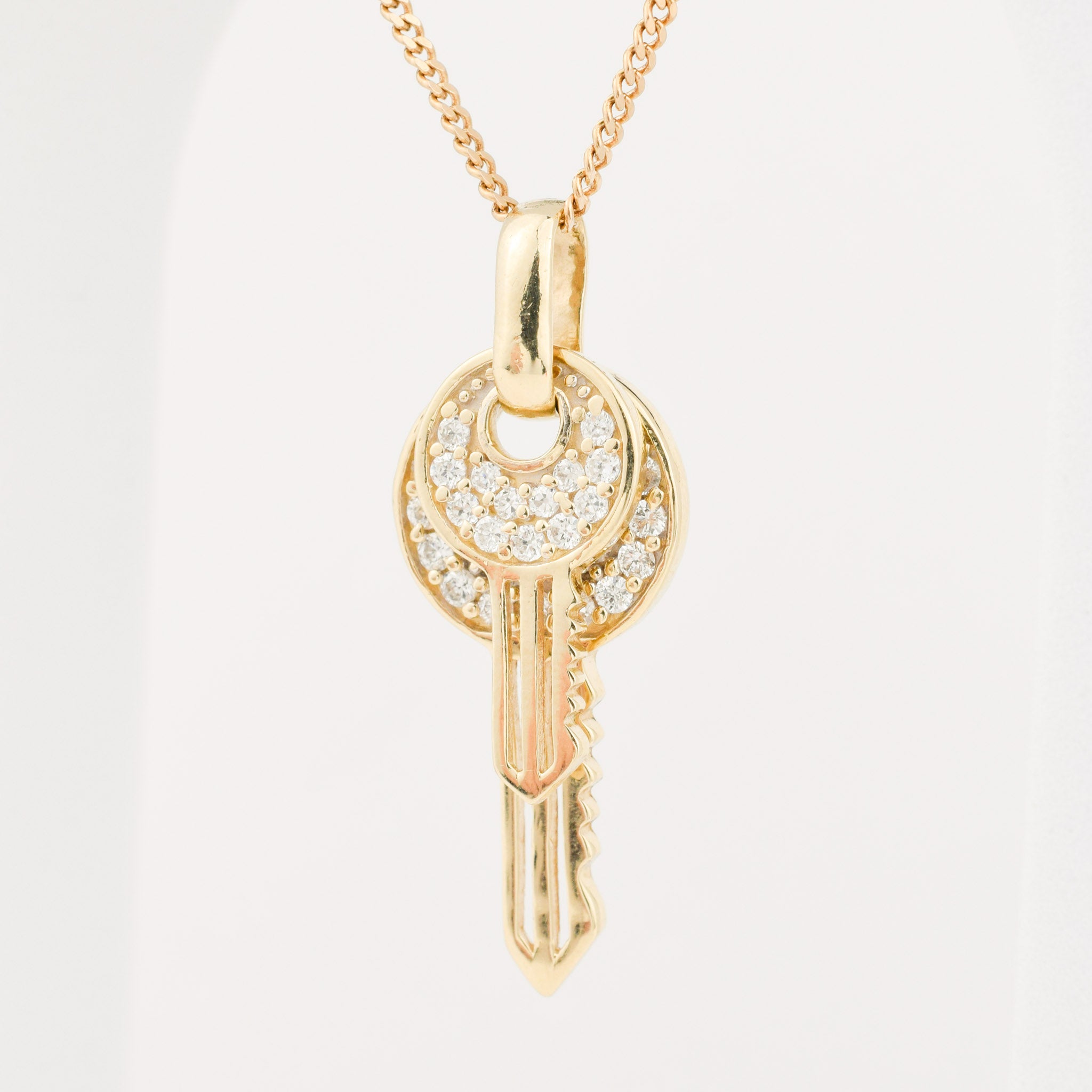 vintage gold double key pendant, folklor vintage jewelry canada