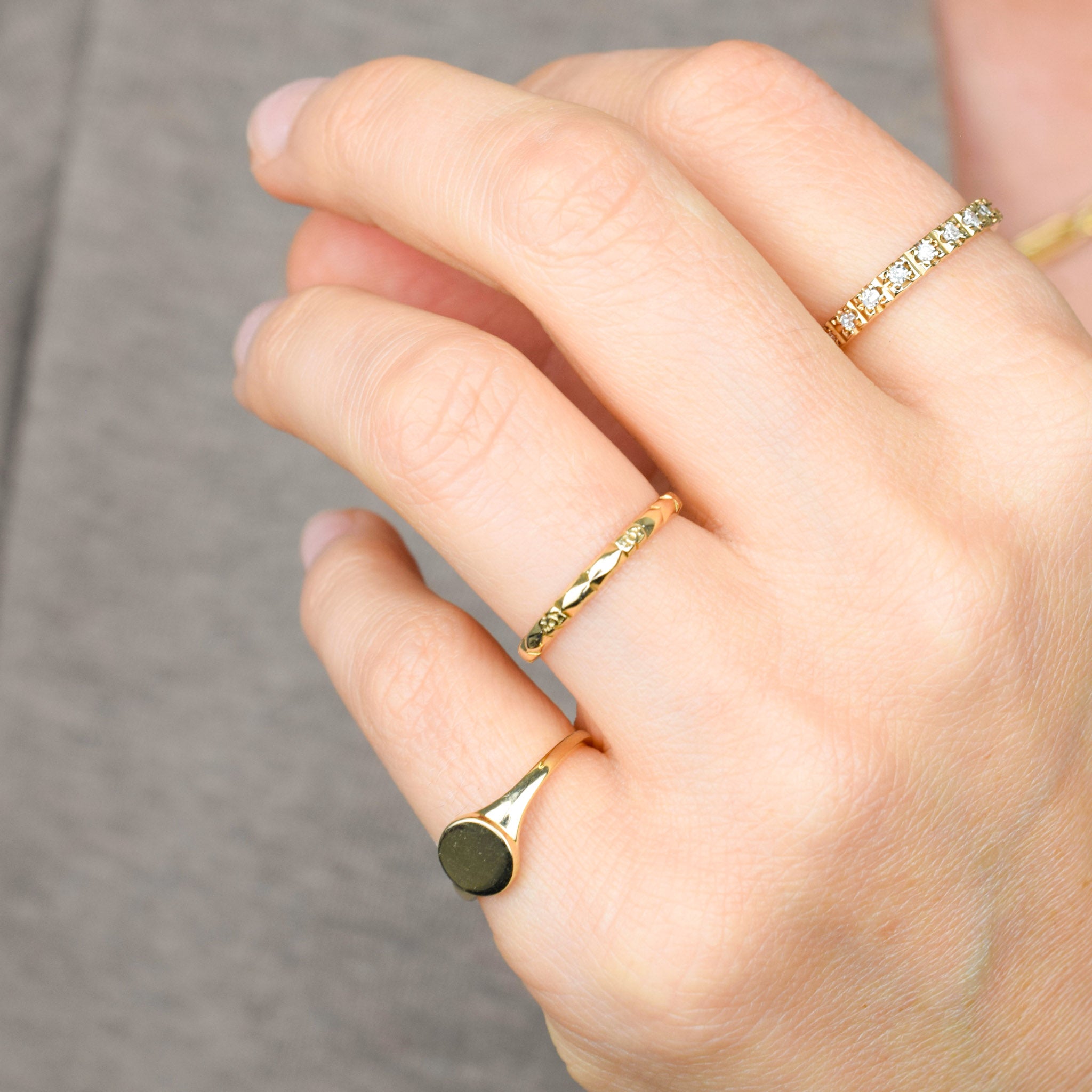 vintage gold orange blossom ring, folklor vintage jewelry canada