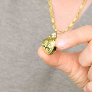 18k gold puffy heart pendant, folklor vintage jewelry canada