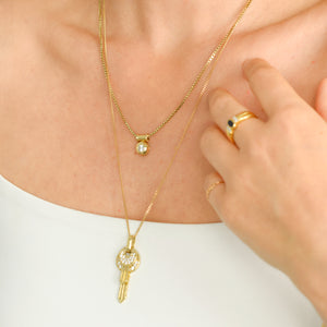 vintage gold double key pendant, folklor vintage jewelry canada