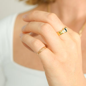 vintage gold 19k chain ring, folklor vintage jewelry canada
