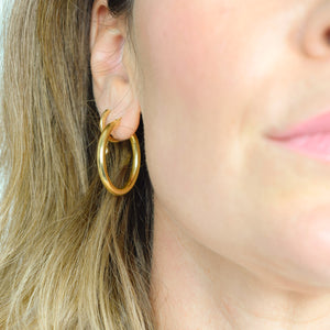 18k yellow gold bold hoop earrings, folklor vintage jewelry canada