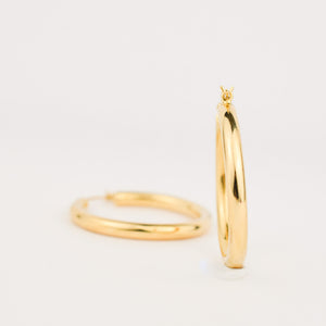 18k yellow gold bold hoop earrings, folklor vintage jewelry canada