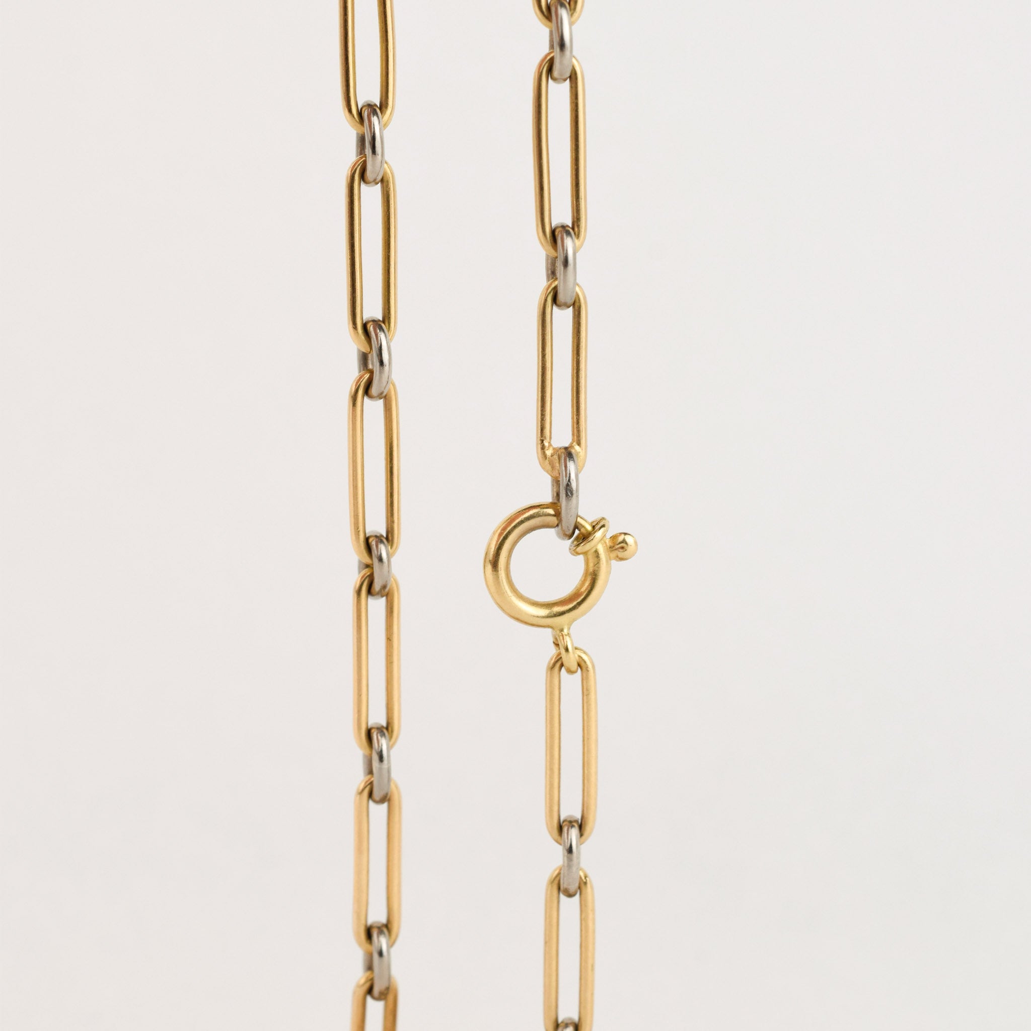 vintage gold 18k paperclip chain necklace, folklor vintage jewelry canada