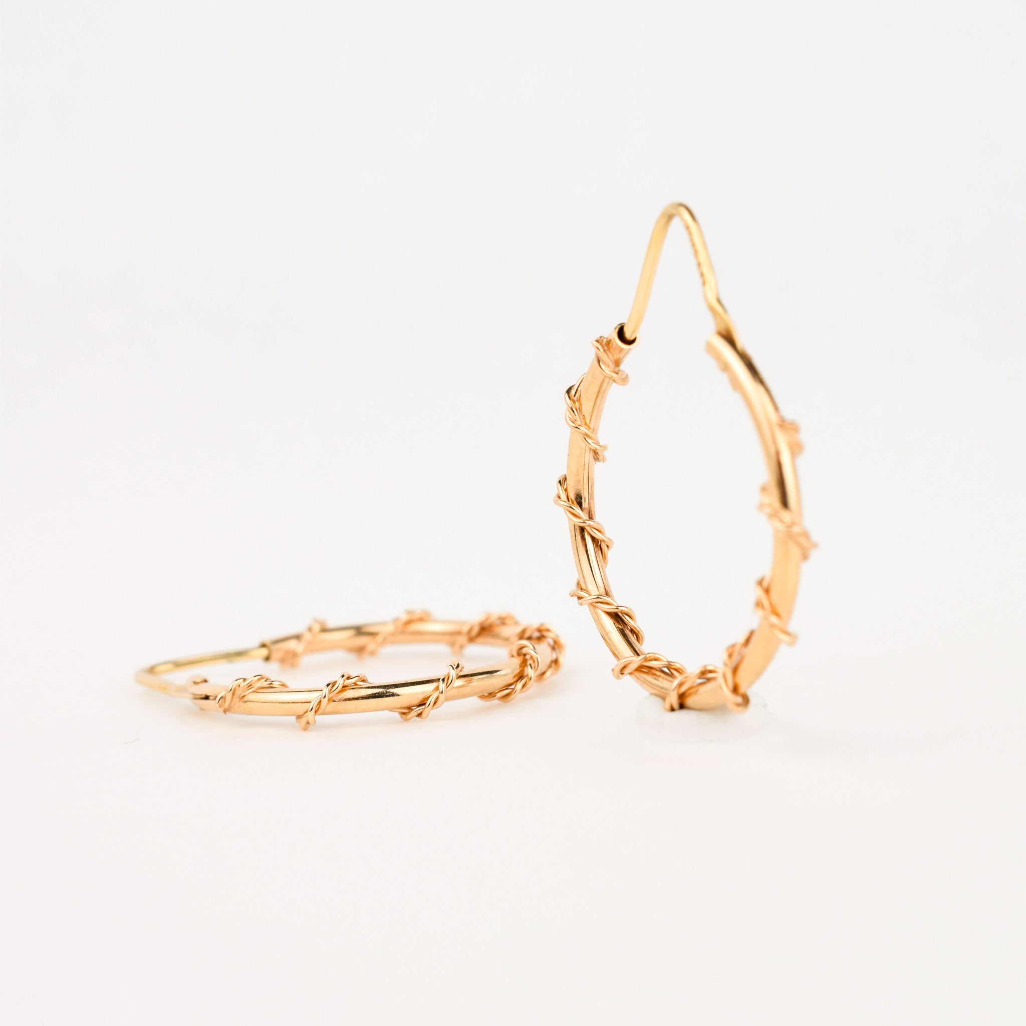 Gold Hoops with Delicate Rope Detailing