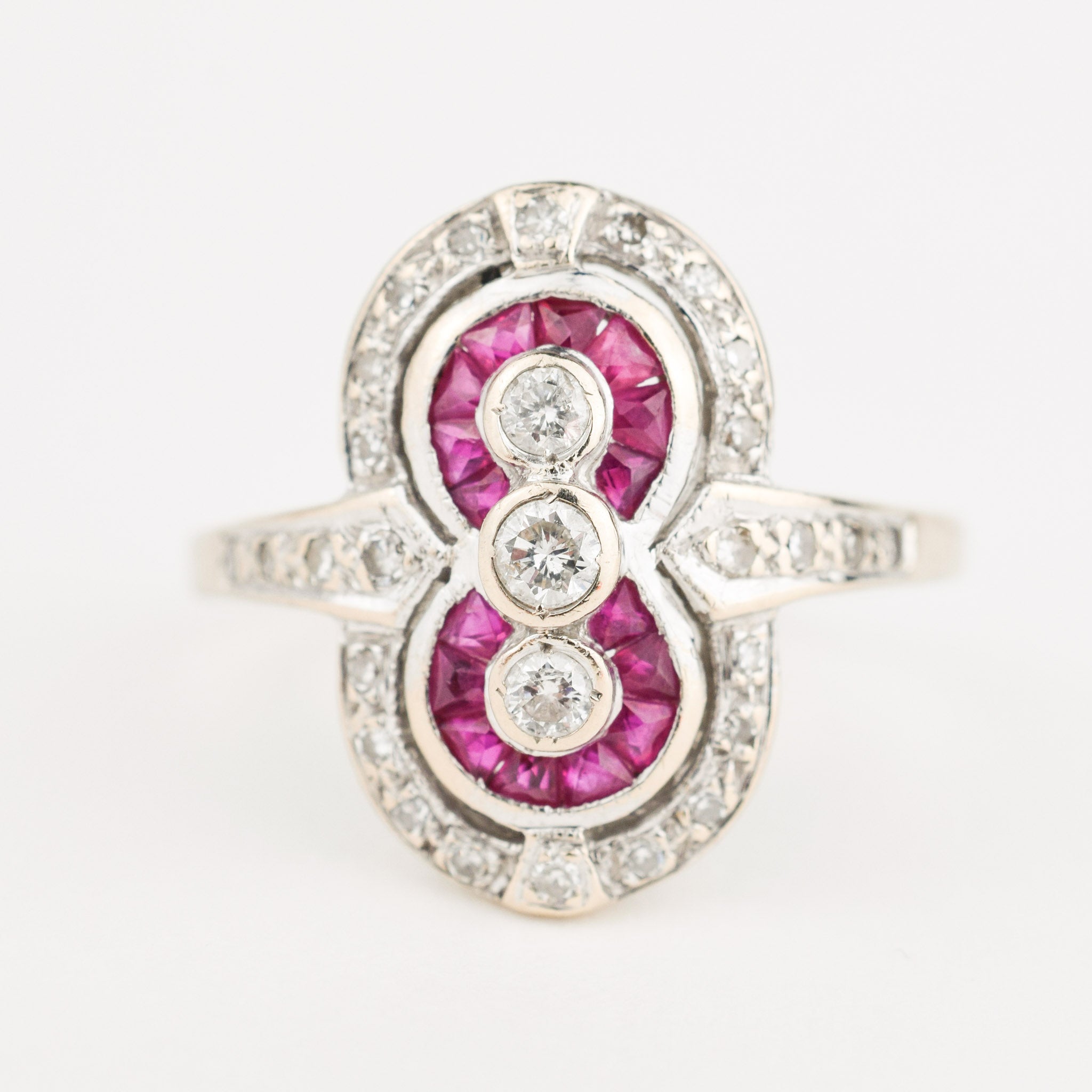Luxe Ruby and Diamond Art Deco Ring