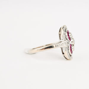 Luxe Ruby and Diamond Art Deco Ring