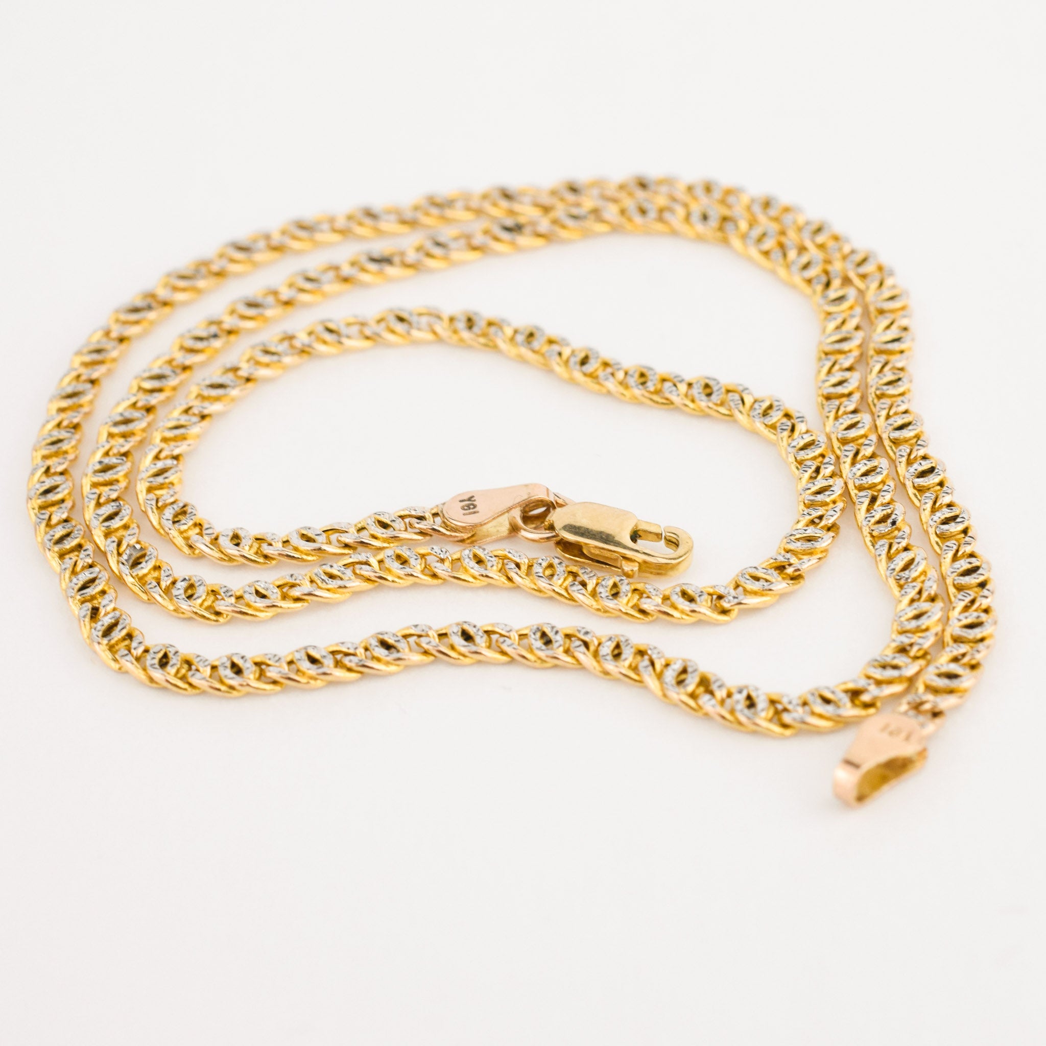 vintage gold two toned infinity link necklace, folklor vintage jewelry canada