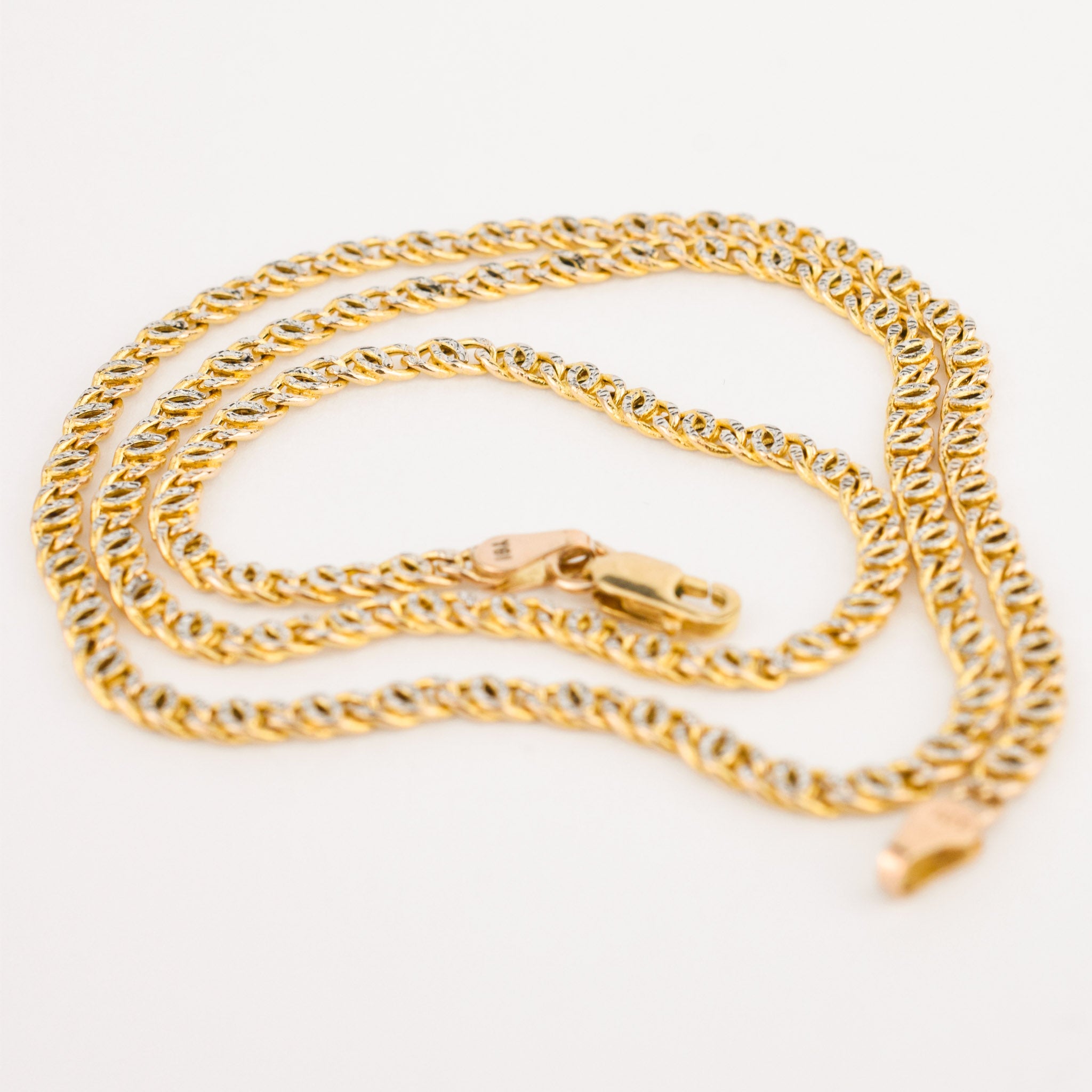 vintage gold two toned infinity link necklace, folklor vintage jewelry canada