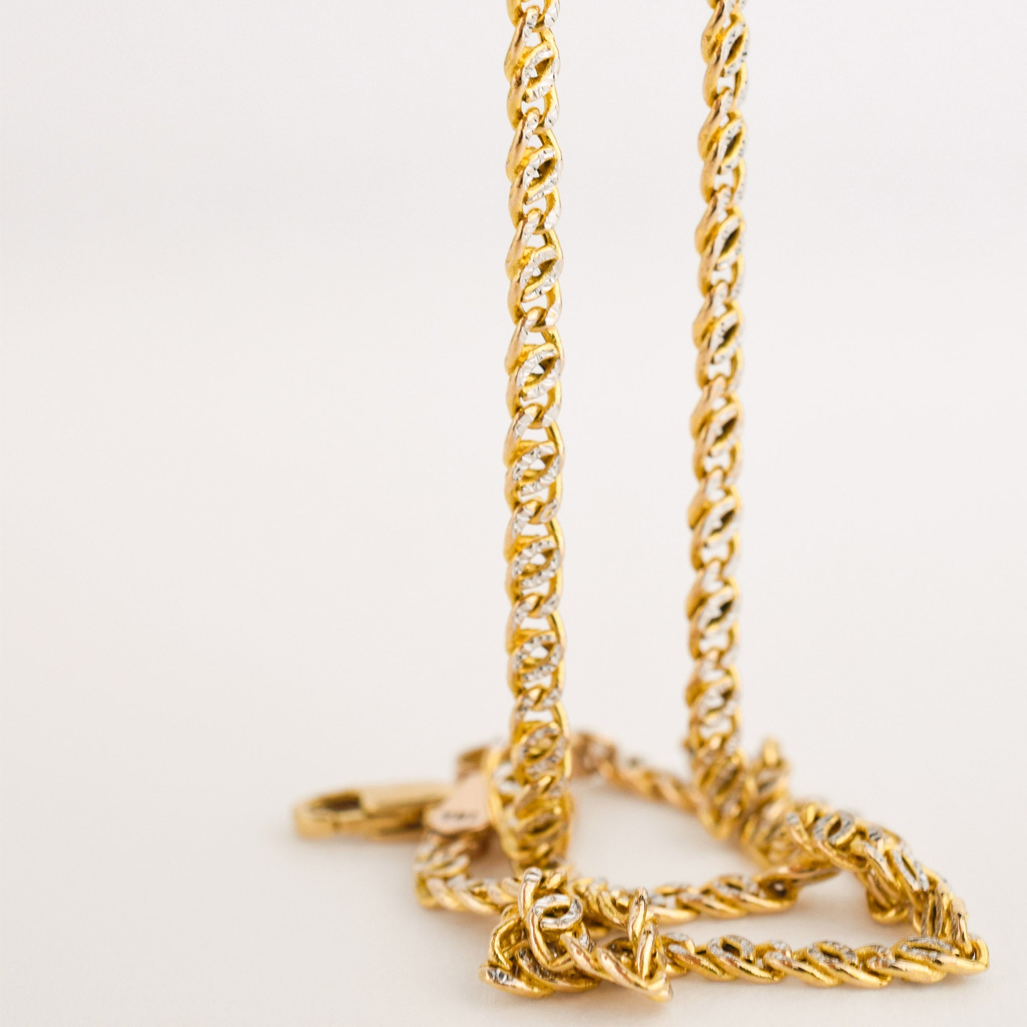 vintage gold two toned infinity link necklace, folklor vintage jewelry canada