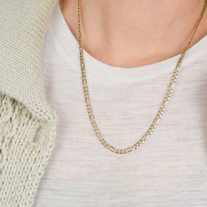 21" Two-Tone Pave Figaro Chain