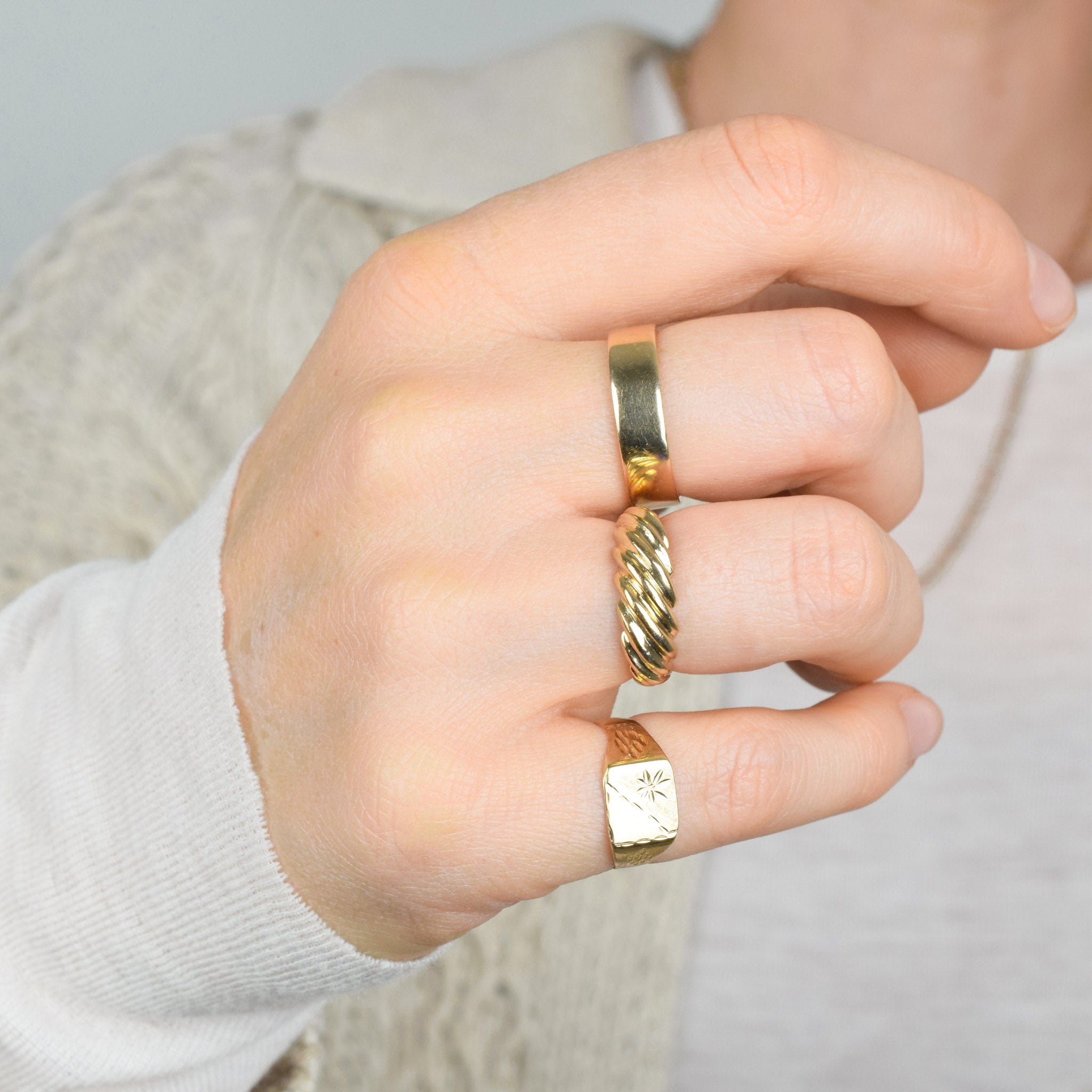 14k yellow gold croissant ring, folklor vintage jewelry canada