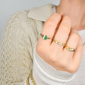 special occasion bezel set Emerald and Diamond ring