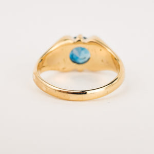 vintage gold london blue topaz belcher set ring, folklor vintage jewelry canada