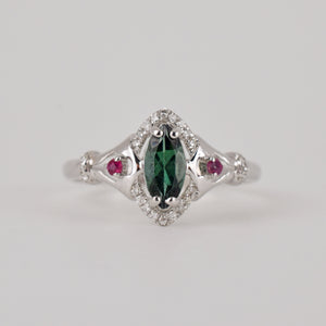 vintage green tourmaline and ruby ring, folklor