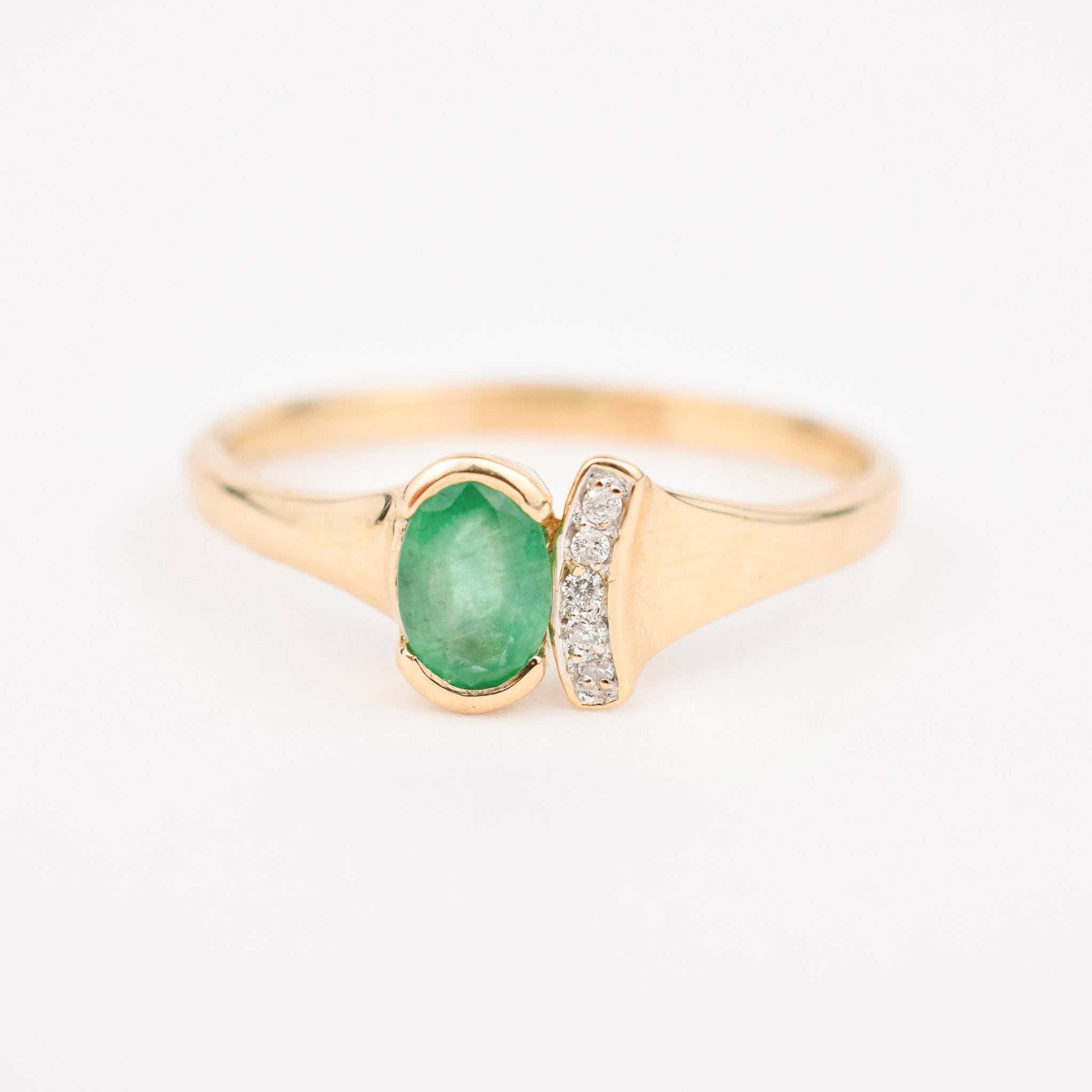 special occasion bezel set Emerald and Diamond ring