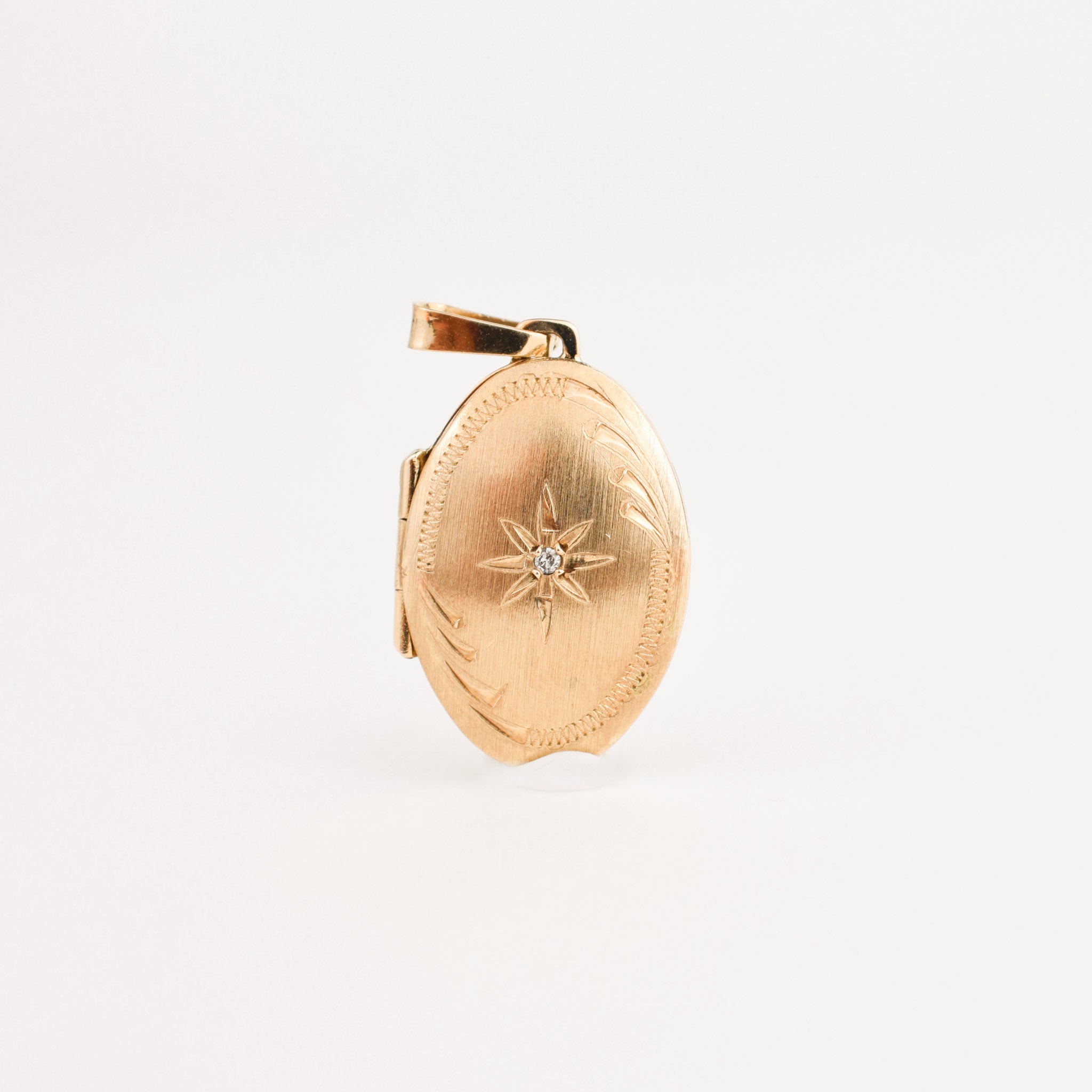 vintage gold brushed locket pendant, folklor vintage jewelry canada