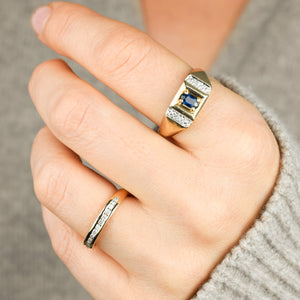 Sapphire and Diamond Signet Ring