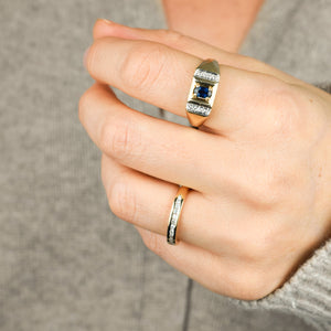 Sapphire and Diamond Signet Ring