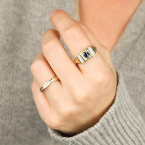 Sapphire and Diamond Signet Ring