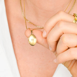 vintage gold brushed locket pendant, folklor vintage jewelry canada