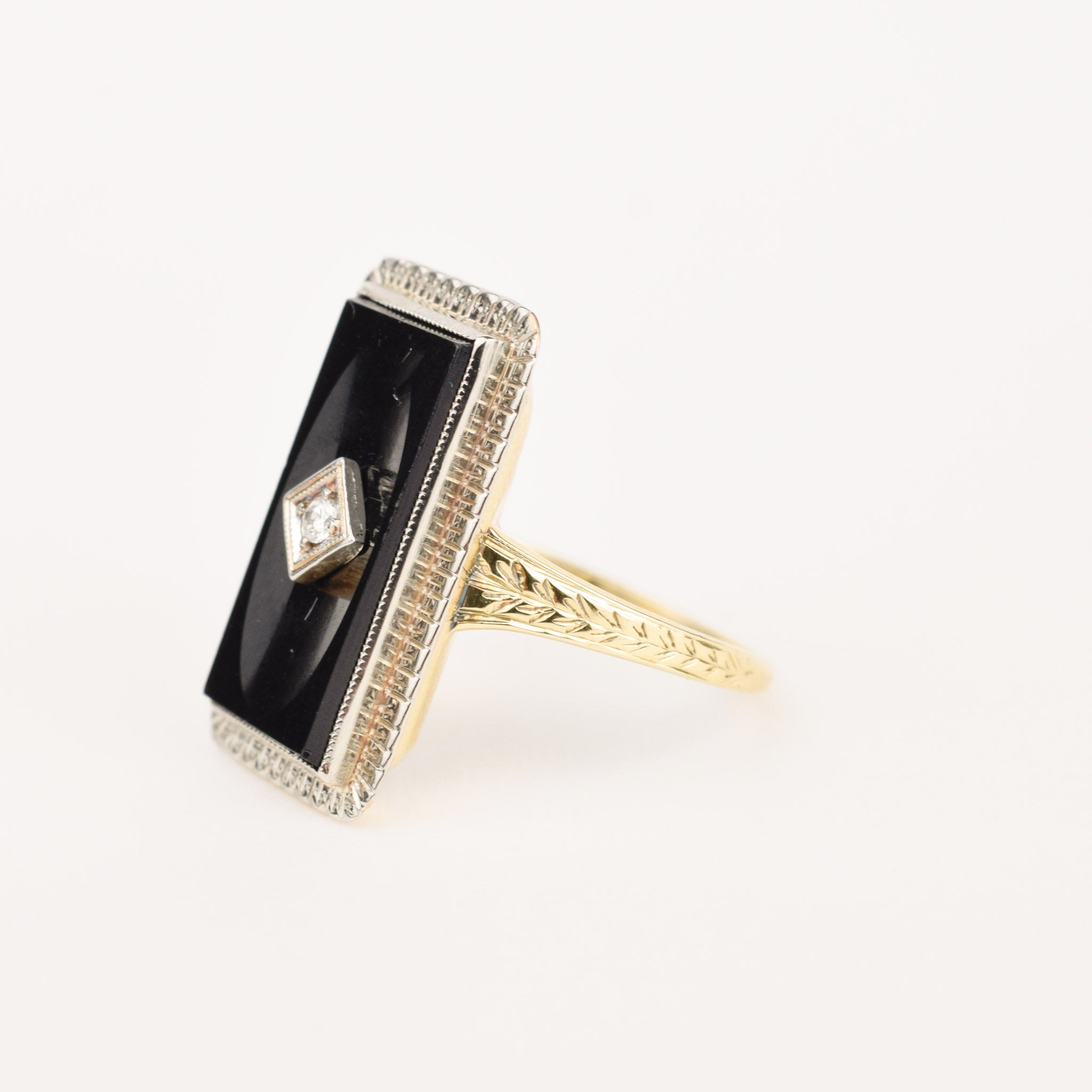 antique onyx and diamond ring, folklor vintage jewelry canada