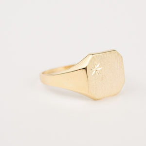 vintage gold Brushed Signet ring