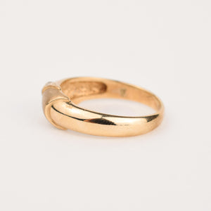 Brushed Gold band with Diamond Accents 