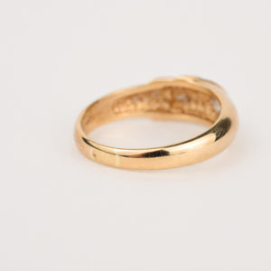 Brushed Gold band with Diamond Accents 