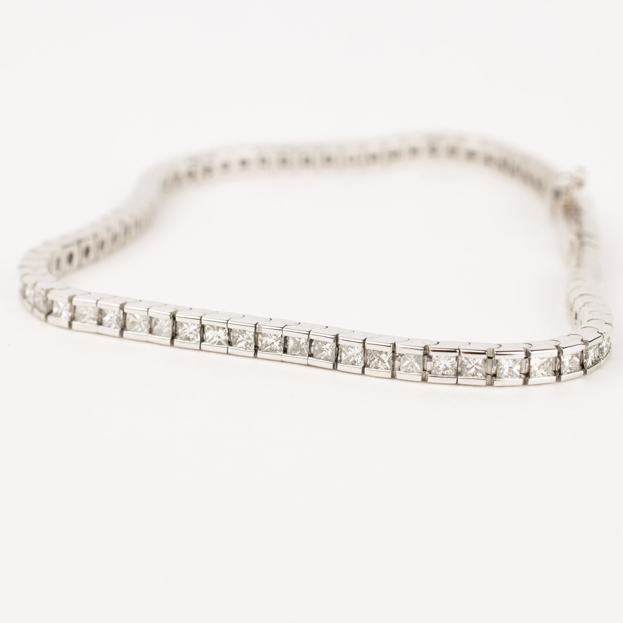 white gold princess cut tennis bracelet, folklor vintage jewelry canada
