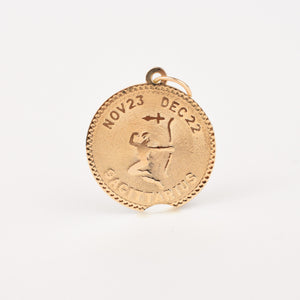 vintage gold sagittarius charm pendant, folklor vintage jewelry canada