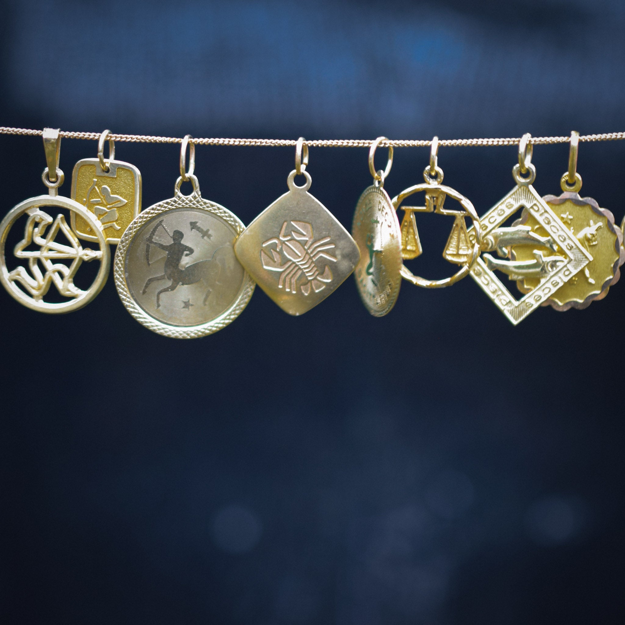 vintage gold cancer charm pendant, folklor vintage jewelry canada