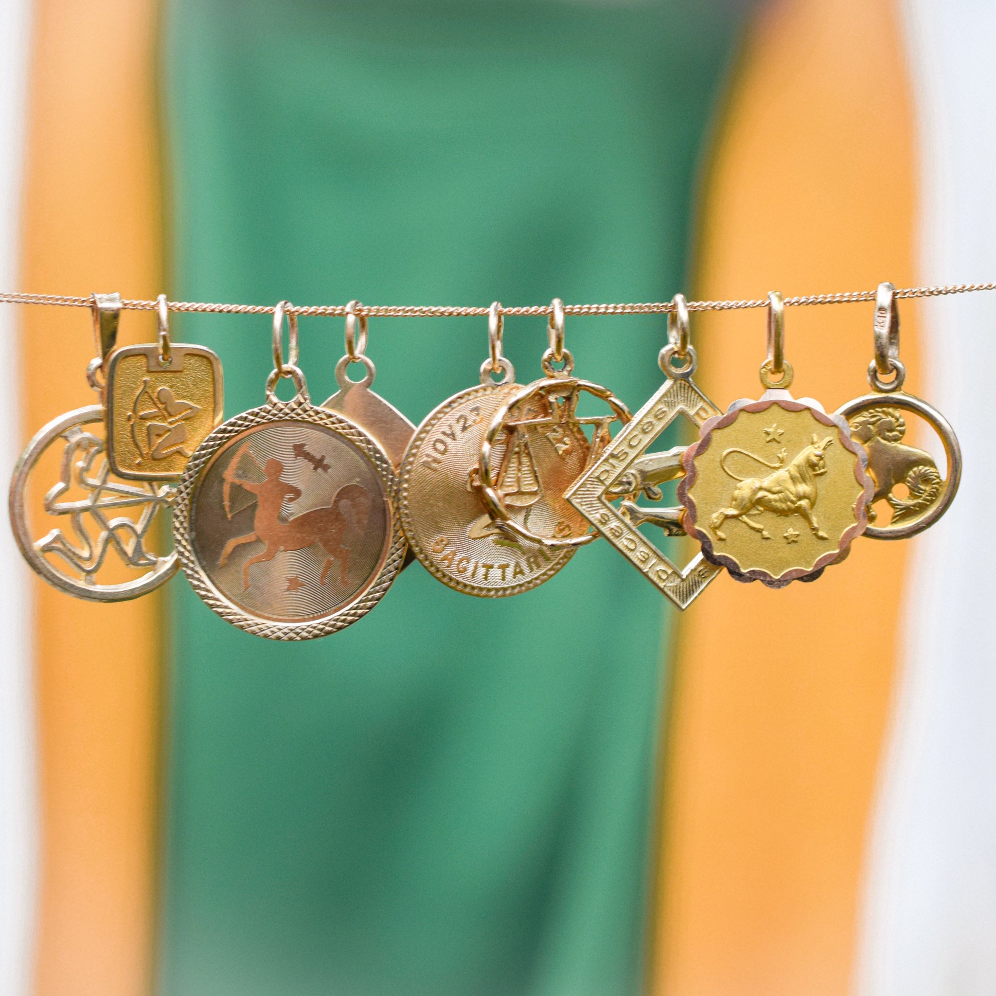 vintage gold Sagittarius medallion pendant 